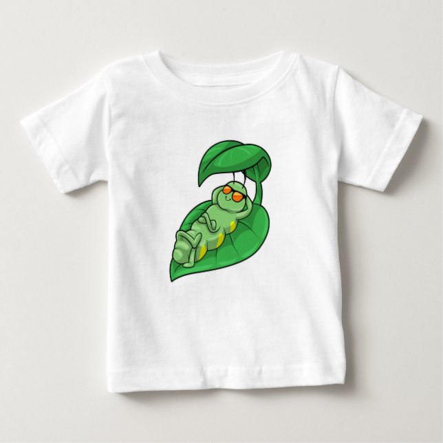 Camiseta Para Bebê Lagarta com Folha (Frente)