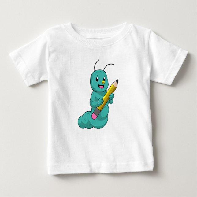 Camiseta Para Bebê Lagarta com Lápis (Frente)