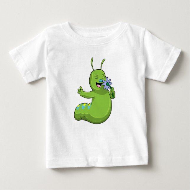Camiseta Para Bebê Lagarta com margarida (Frente)