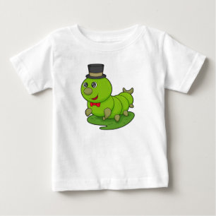 Camiseta Para Bebê Lagarta como Cavalheiro com Cilindro