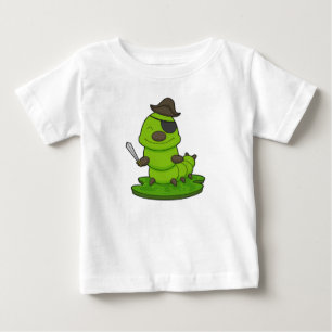 Camiseta Para Bebê Lagarta como Pirata com Espada