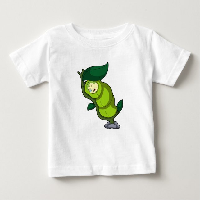 Camiseta Para Bebê Lagarta dormindo com folhas (Frente)