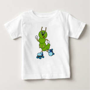 Camiseta Para Bebê Lagarta em patinagem em linha com skates