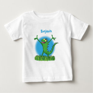 Camiseta Para Bebê Lagarto animado animado com iguana verde engraçado