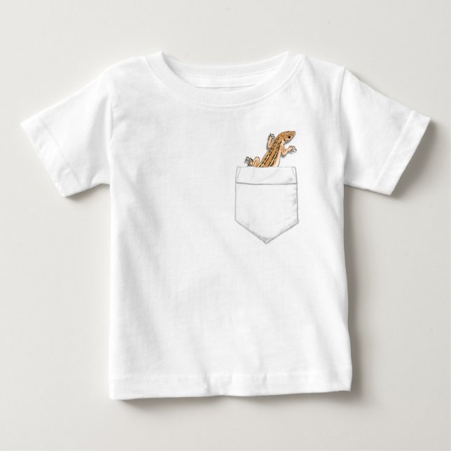 Camiseta Para Bebê Lagarto em seu bolso (Frente)