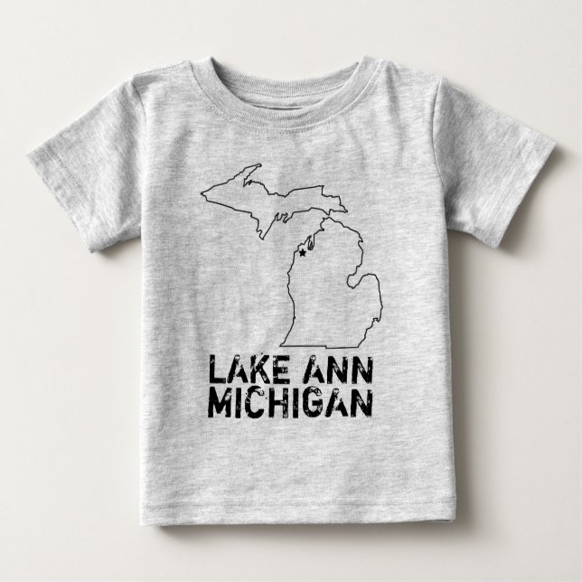 Camiseta Para Bebê Lago Ann Michigan (Frente)