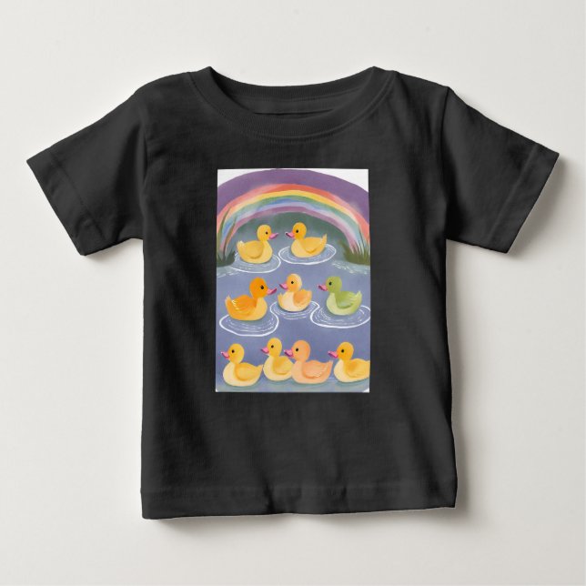 Camiseta Para Bebê Lagoa de pato arco-íris (Frente)