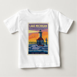 Camiseta Para Bebê Lagos excelente Lago Michigan
