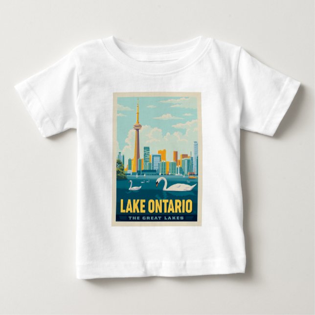 Camiseta Para Bebê Lagos excelente | Lago Ontario (Frente)