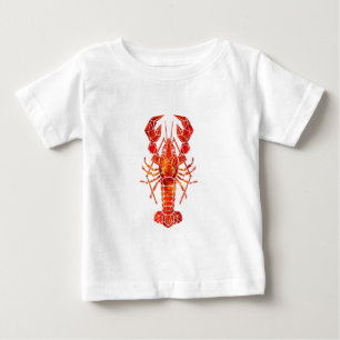 Camiseta Para Bebê Lagosta poligonal vermelha