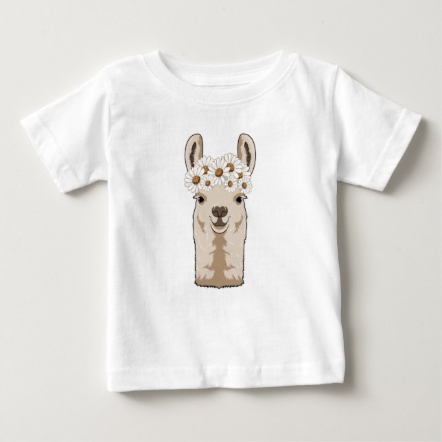Camiseta Para Bebê Lama com Blossomas Brancos (Frente)