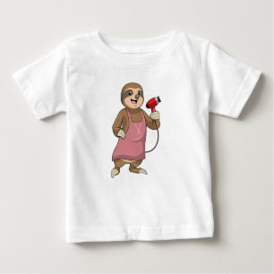 Camiseta Para Bebê Lama como Cabelo estilista com secador de cabelo