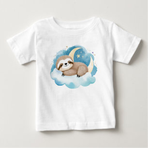 Camiseta Para Bebê Lama de Bebê Bonita na Lua -