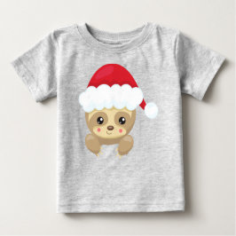 Camiseta Para Bebê Lama de Natal, Lama Bonita, Chapéu Santa, Natal
