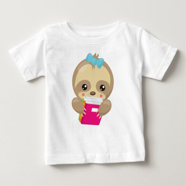 Camiseta Para Bebê Lama escolar, Lama branca, Lama de bebê, Livros es (Frente)