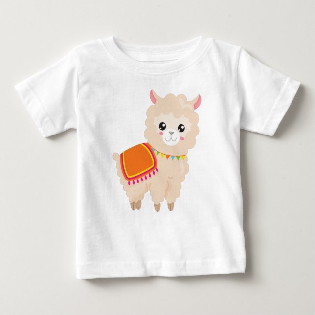 Camiseta Para Bebê Lama mexicano, Cute Llama, Cute Alpaca, Baby Lama (Frente)