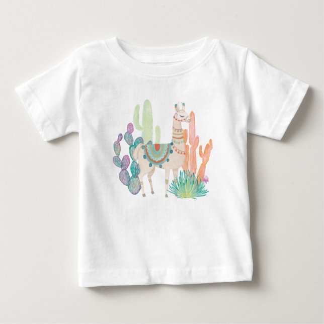 Camiseta Para Bebê Lamas bonitos II (Frente)
