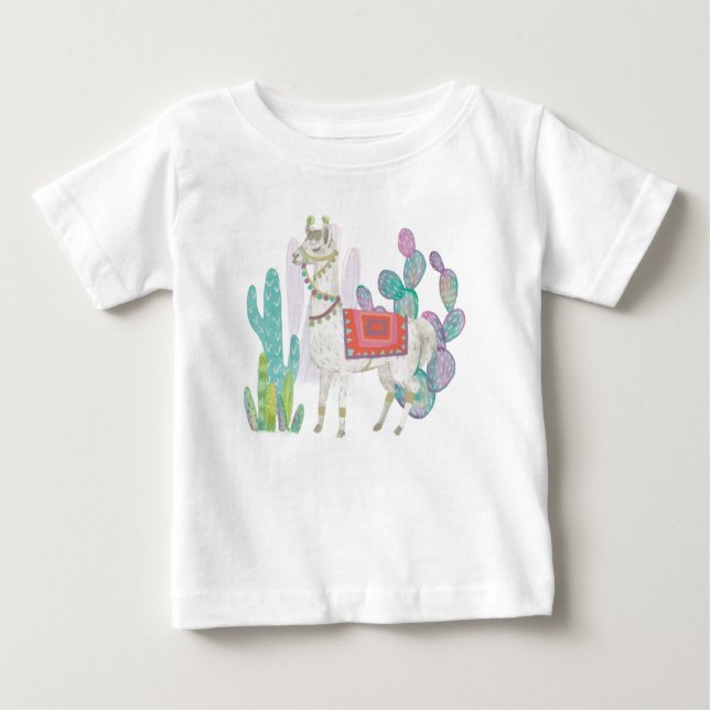 Camiseta Para Bebê Lamas bonitos V (Frente)