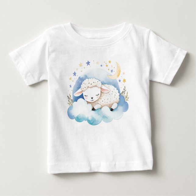 Camiseta Para Bebê Lâmpada de bebê bonita na lua - (Frente)