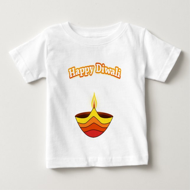 Camiseta Para Bebê Lâmpada feliz de Diwali e de Diya (Frente)