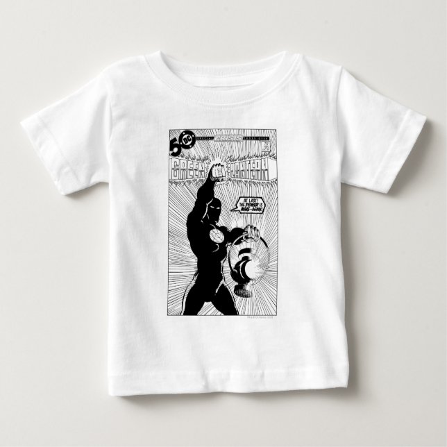 Camiseta Para Bebê Lanterna Verde - Lanterna Brilhante, Preto e Branc (Frente)