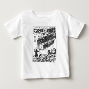 Camiseta Para Bebê Lanterna Verde nas trincheiras, Preto e Branco