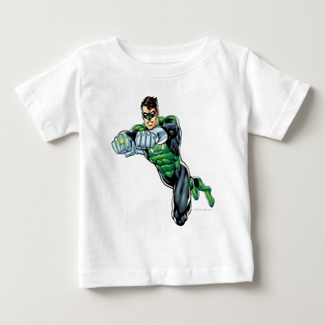 Camiseta Para Bebê Lanterna Verde - Quadrinhos, ambos os braços à fre (Frente)