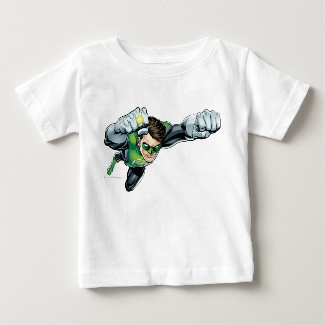 Camiseta Para Bebê Lanterna Verde - Totalmente Renderizado, Voando à  (Frente)