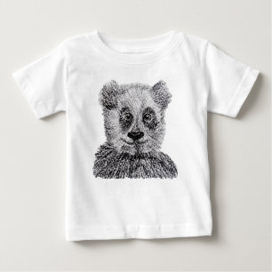 Camiseta Para Bebê Lápis De Panda Desenhando Vestido De Rufa De Toddl