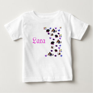 Camiseta Para Bebê "Lara", Nome Com Porquinhos-da-índia E Pensamentos