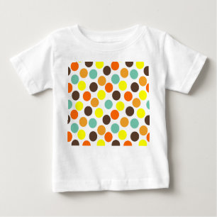 Camiseta Para Bebê Laranja, Amarelo, Marrom, Pontos Azuis