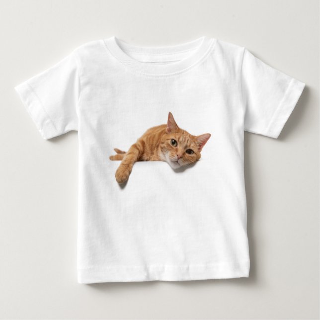 Camiseta Para Bebê Laranja Gato (Frente)