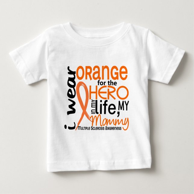 Camiseta Para Bebê Laranja para a esclerose múltipla do MS das mamães (Frente)