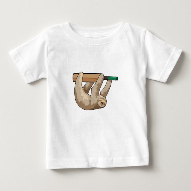 Camiseta Para Bebê Largura no Cricket com morcego de Cricket (Frente)