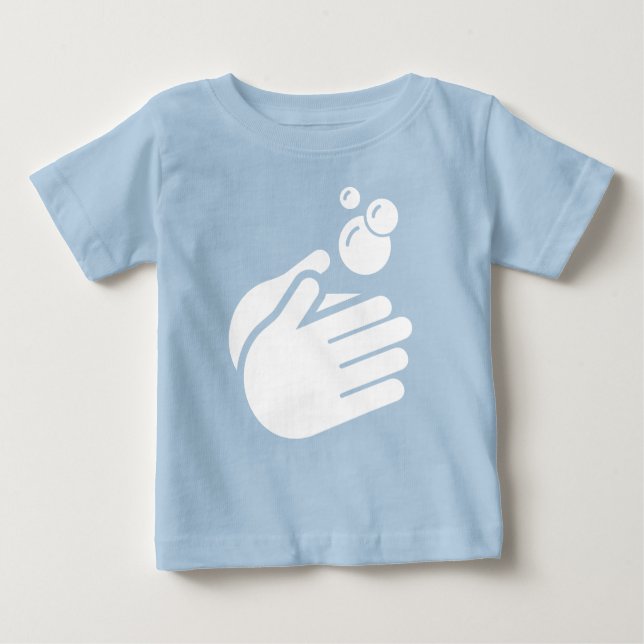 Camiseta Para Bebê Lave Suas Mãos - Germes de Higiene e Flu Lavantes  (Frente)
