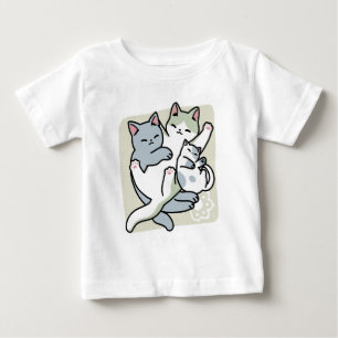 Camiseta Para Bebê Lazer - Design de Gatos Preguiçosos