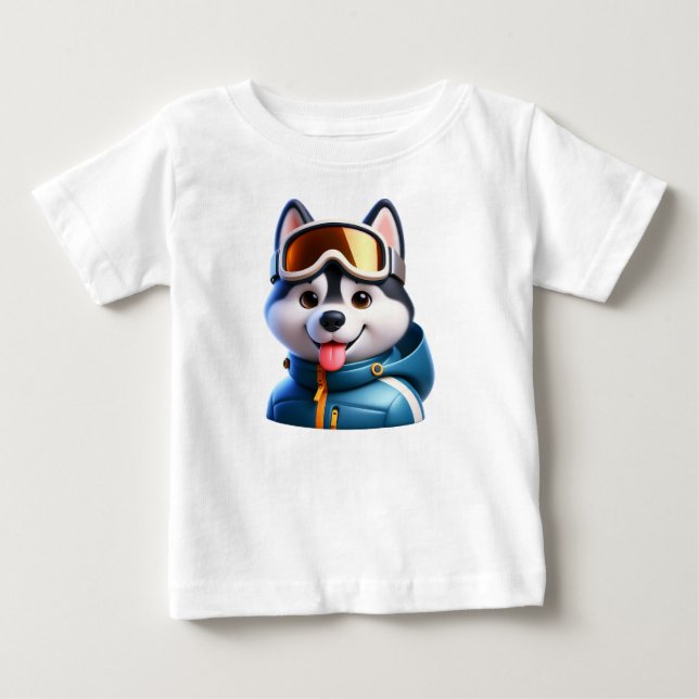 Camiseta Para Bebê Le Super Husky Aventurier (Frente)