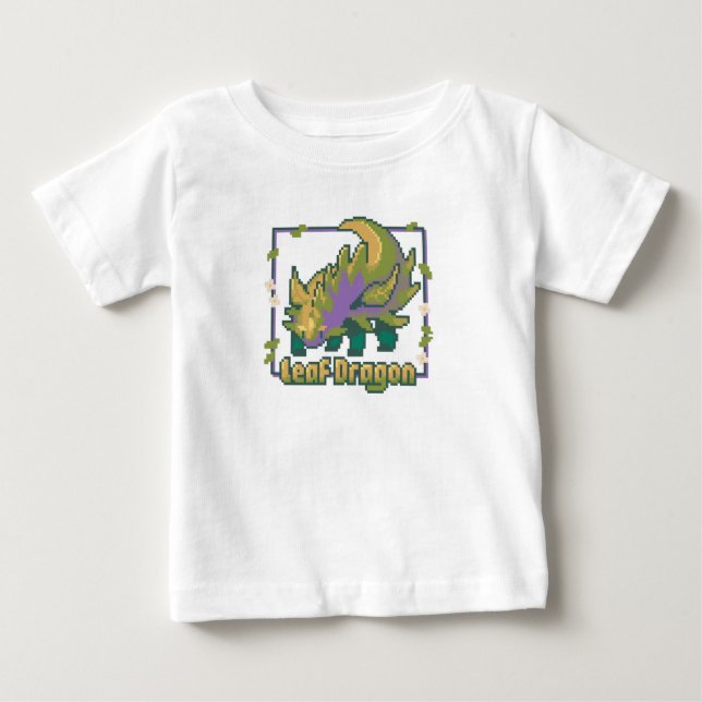 Camiseta Para Bebê Leaf Dragon Pixel Art - Plant Draak tshirt (Frente)