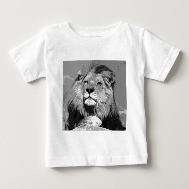 Camiseta Para Bebê Leão Africano Negro e Branco (Frente)