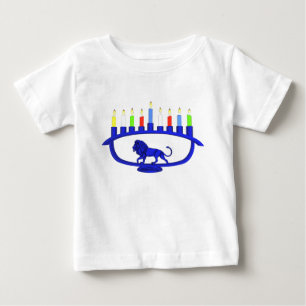 Camiseta Para Bebê Leão azul Menorah