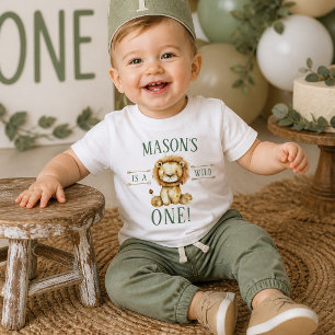 Camiseta Para Bebê Leão Boho Primeiro Aniversário Selvagem