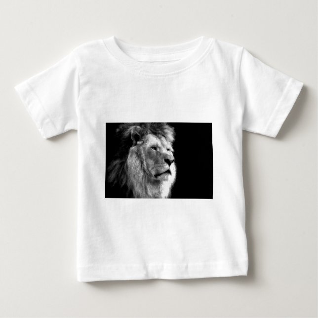 Camiseta Para Bebê Leão branco preto (Frente)