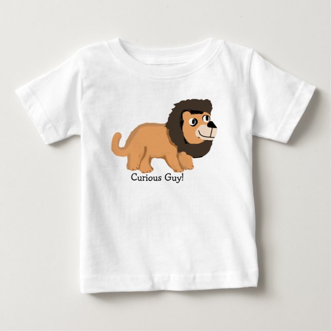 Camiseta Para Bebê Leão Cara Curioso (Frente)