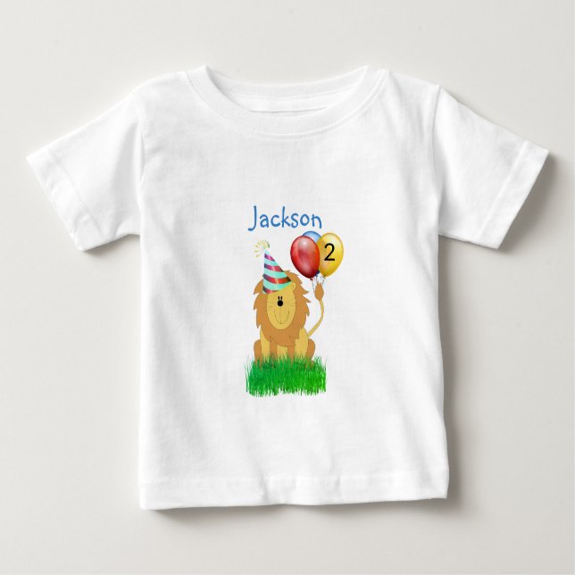 Camiseta Para Bebê Leão com Balão Aniversário (Frente)
