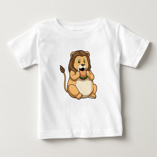 Camiseta Para Bebê Leão com Burger (Frente)