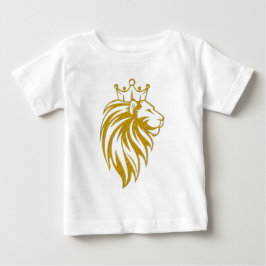 Camiseta Para Bebê Leão Com Coroa - Estilo Dourado 2