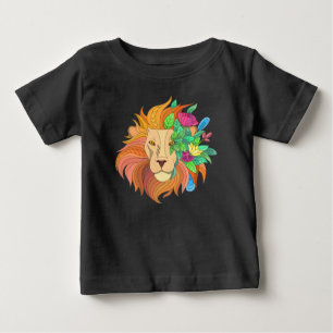Camiseta Para Bebê leão com flores