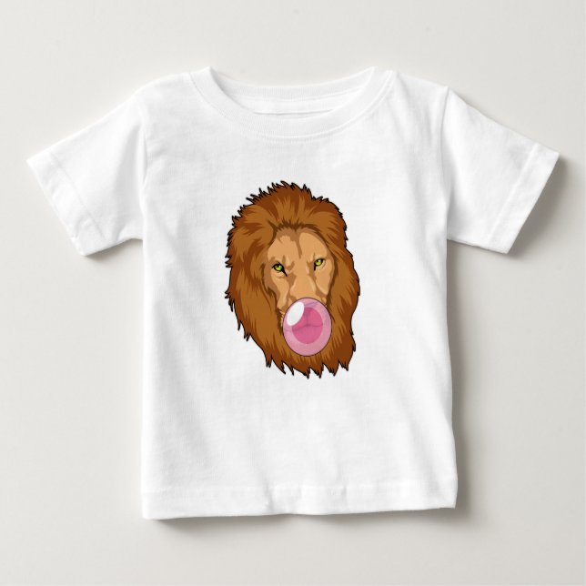 Camiseta Para Bebê Leão com pastilha elástica (Frente)