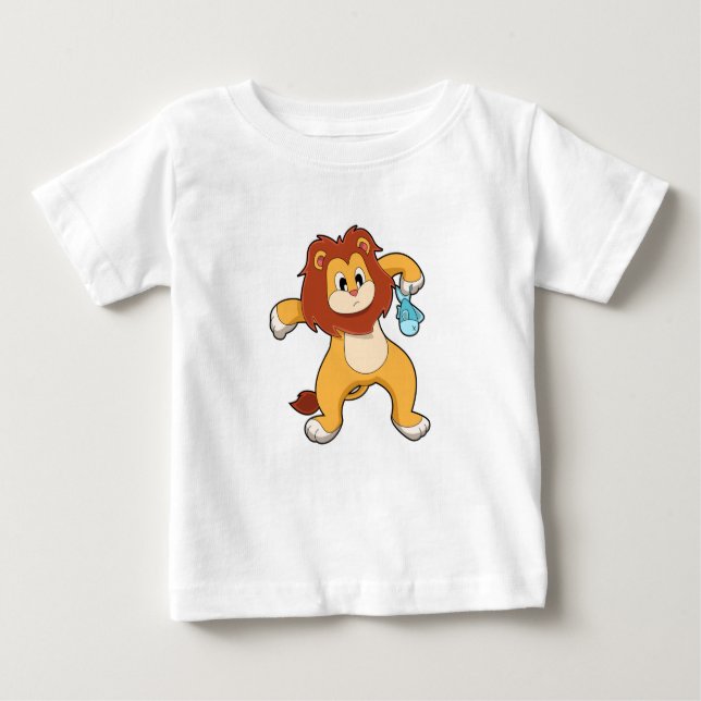 Camiseta Para Bebê Leão com Peixe (Frente)