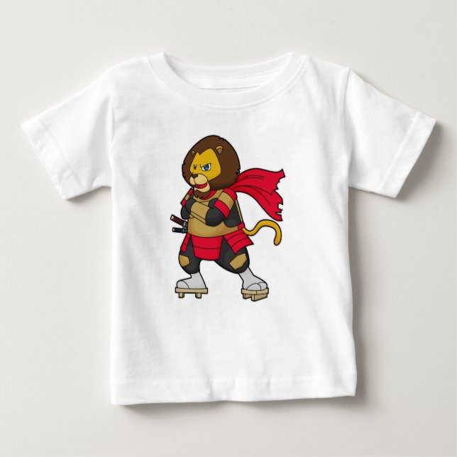 Camiseta Para Bebê Leão como guerreiro com Cabo (Frente)